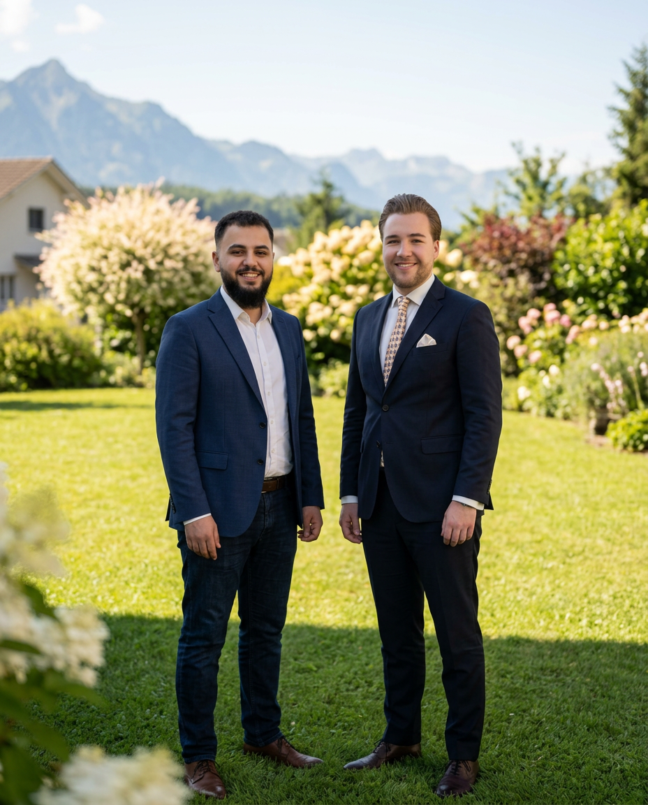 Inhaber Abbas und Carlos mit dem Gartenklar Team im Garten